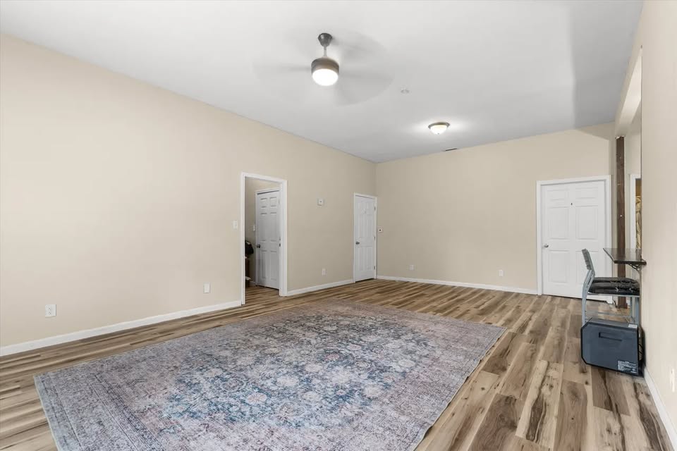 Living room and adjacent hallway